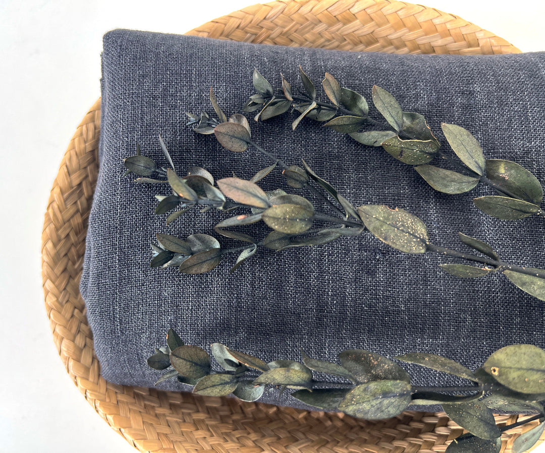 Delave Vintage Dyed 100% Linen Fabric – Medium to Heavyweight, Soft Finish Gray(dark) 7676