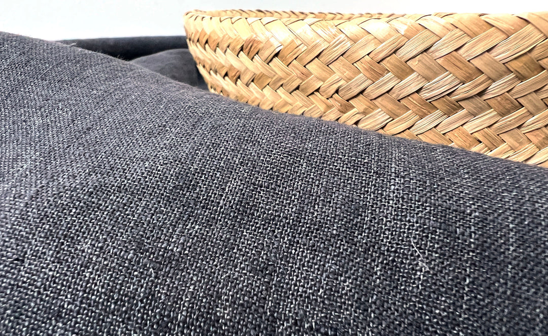 Delave Vintage Dyed 100% Linen Fabric – Medium to Heavyweight, Soft Finish Gray(dark) 7676
