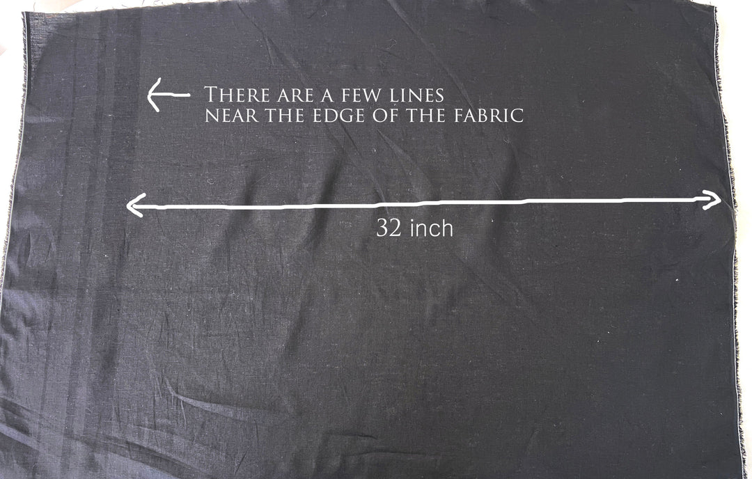 Black 100% Linen Fabric – Lightweight, Pre-Washed, Subtle Stripe Variation
