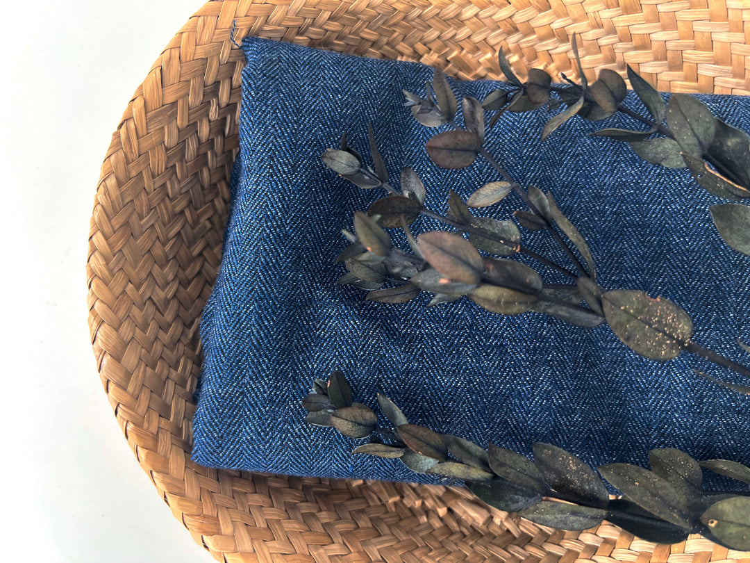 Linen Blend Herringbone Chambray Fabric with Stretch – Medium Weight 8013 8014 8200