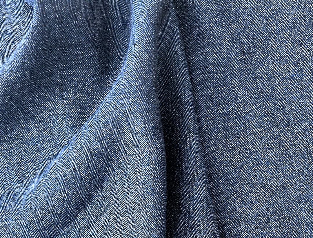 Linen Blend Herringbone Chambray Fabric with Stretch – Medium Weight 8013 8014 8200