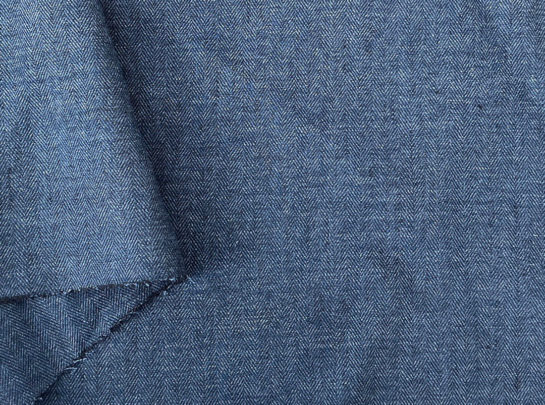 Linen Blend Herringbone Chambray Fabric with Stretch – Medium Weight 8013 8014 8200