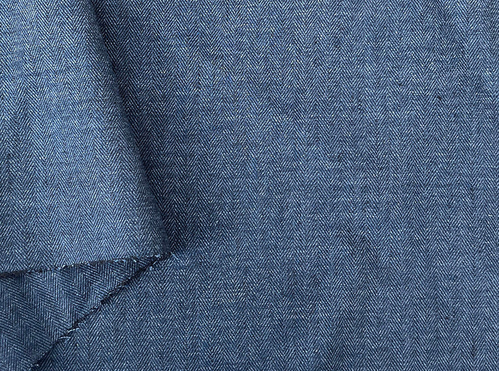 Linen Blend Herringbone Chambray Fabric with Stretch – Medium Weight 8013 8014 8200