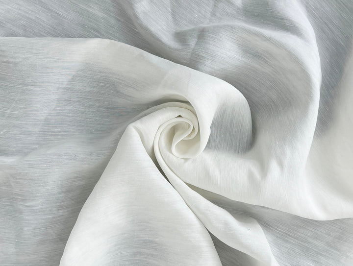 White Linen Nylon Twill Fabric – Light to Medium Weight, Pre-Washed Soft 4279