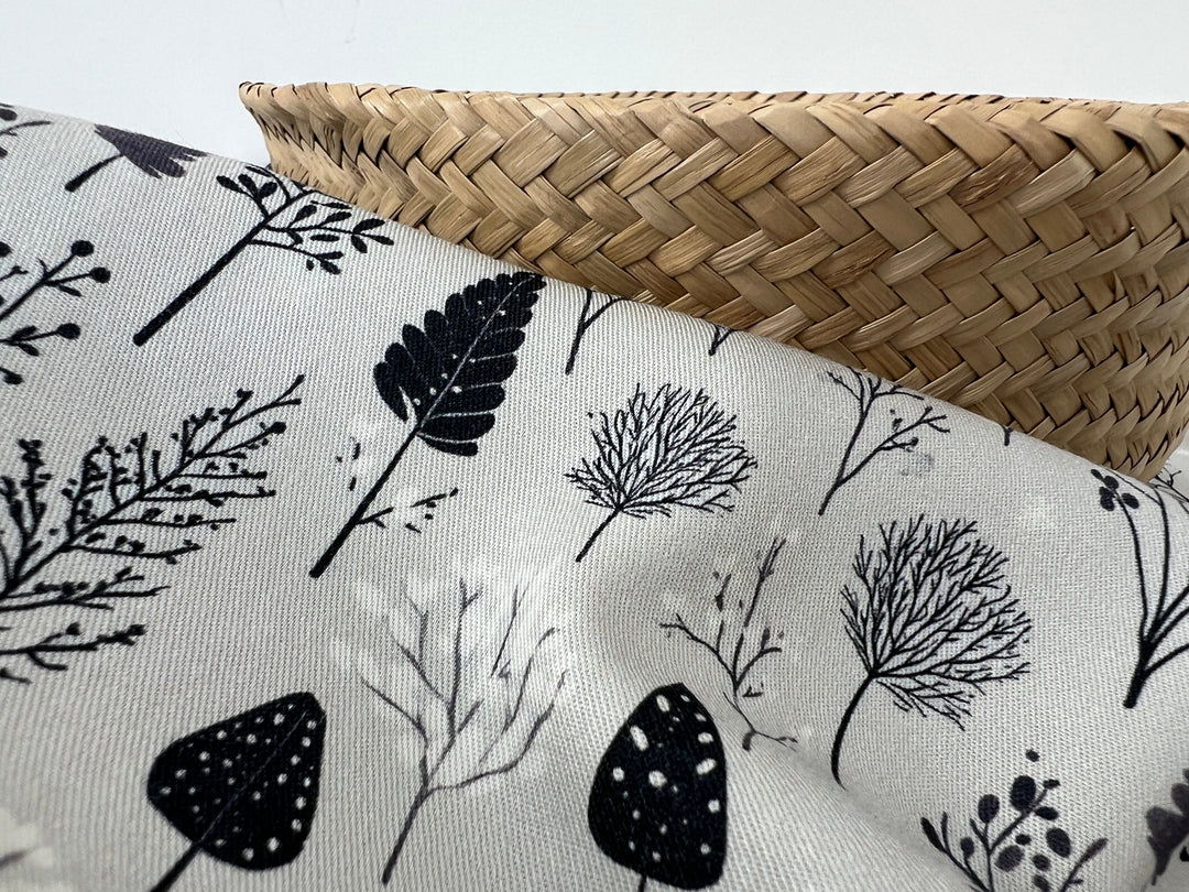 Scandinavian Winter Forest Print Rayon Wool Fabric – Light Twill Weave, Soft Pre-Washed