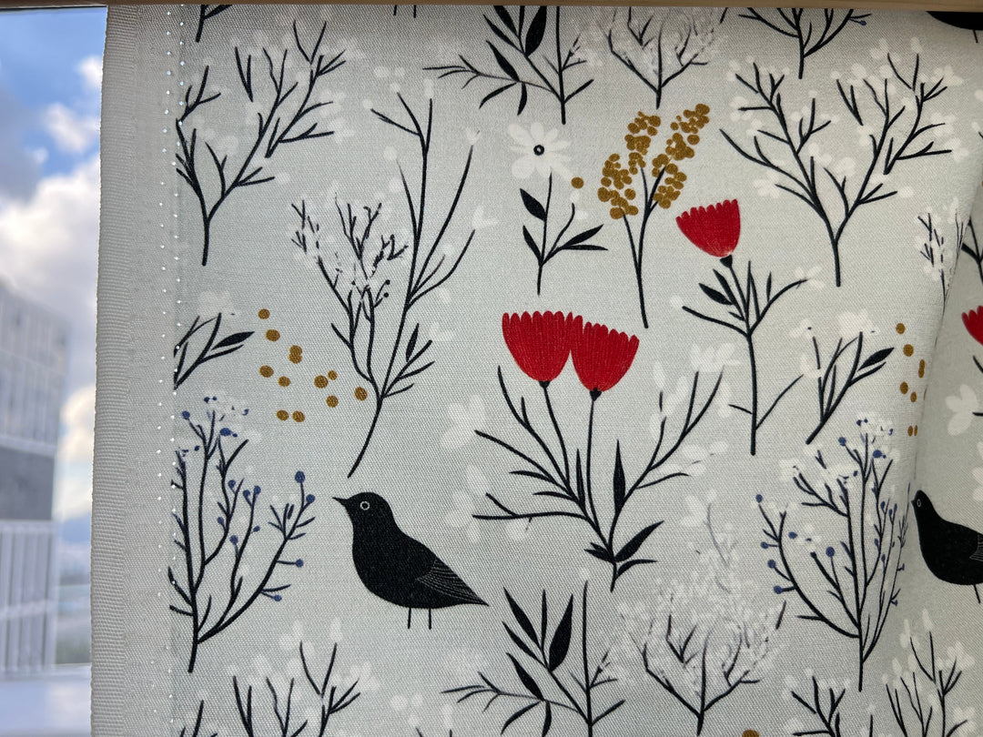 Scandinavian Winter Forest Print Rayon Wool Fabric – Light Twill Weave, Soft Pre-Washed