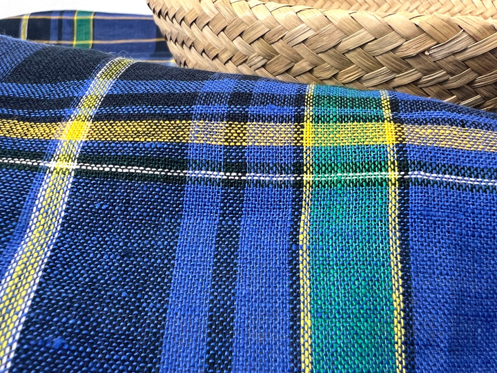 100% Linen Tartan Plaid Fabric – Light–Medium Weight with Soft Handfeel 7981 7982
