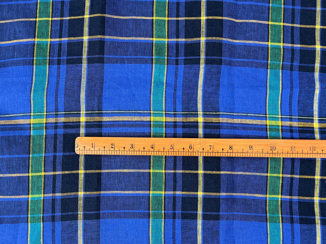100% Linen Tartan Plaid Fabric – Light–Medium Weight with Soft Handfeel 7981 7982