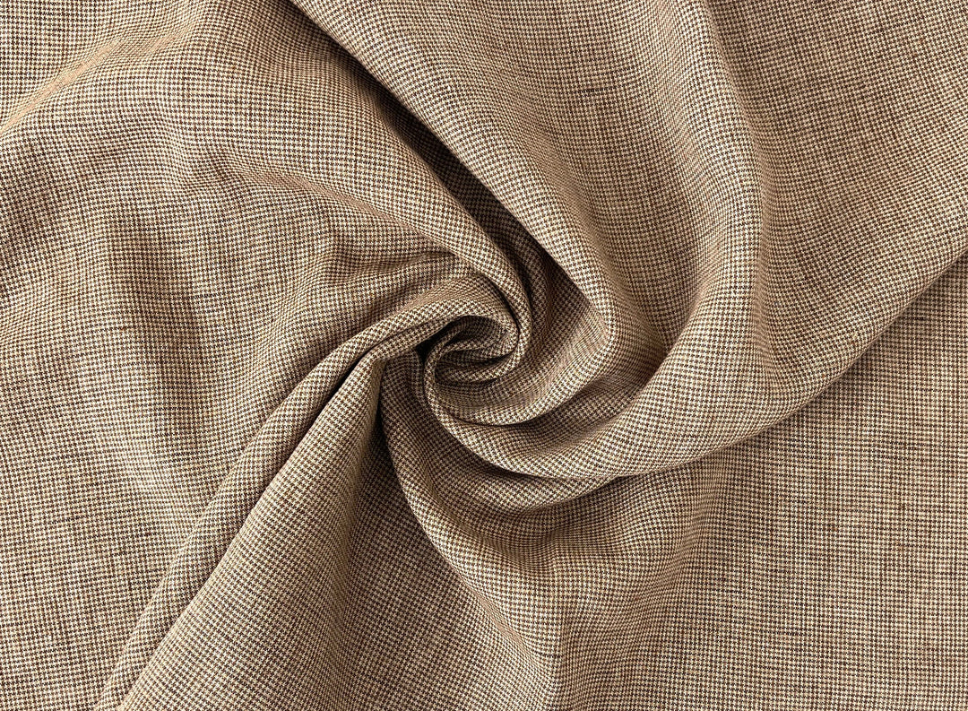 Linen Blend Micro Gingham Fabric – Delavé Texture, Medium Weight 8065 8075