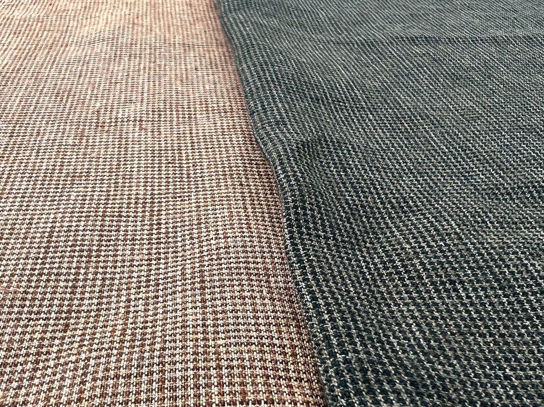Linen Blend Micro Gingham Fabric – Delavé Texture, Medium Weight 8065 8075