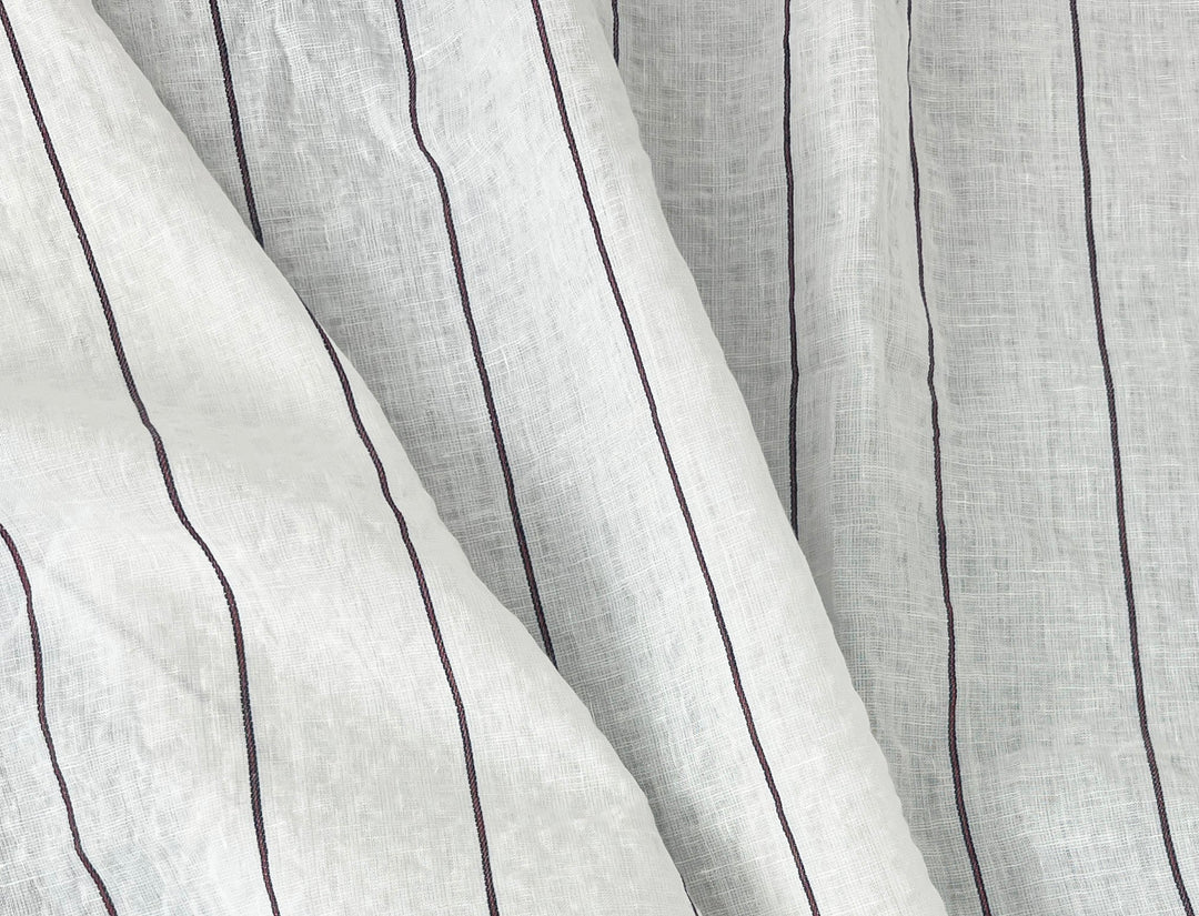 Linen Cotton Stripe Fabric – Subtle Seersucker Texture 6120