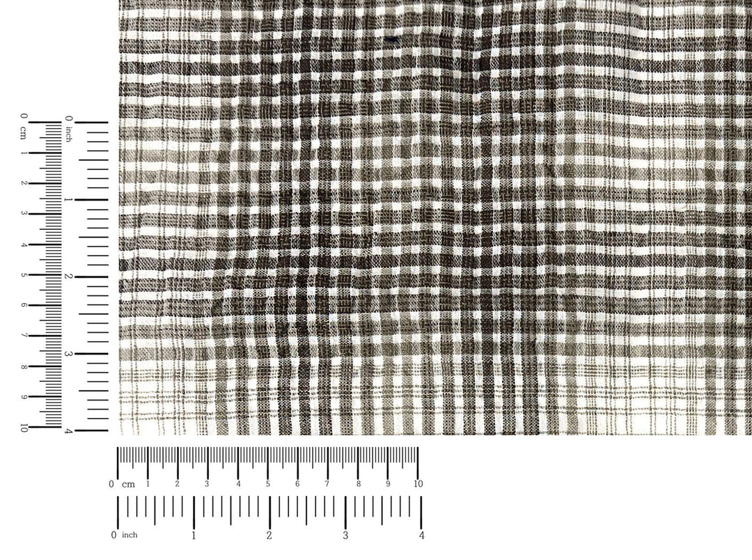 Linen Cotton Gradation Check Fabric – Natural Seersucker Texture 8083 8084
