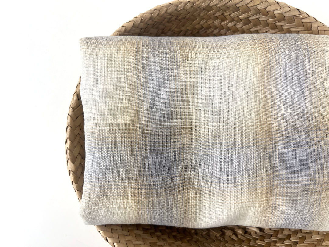 Soft Neutral Plaid Linen — 100% Linen Fabric 8297