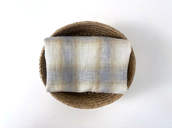 Soft Neutral Plaid Linen — 100% Linen Fabric 8297