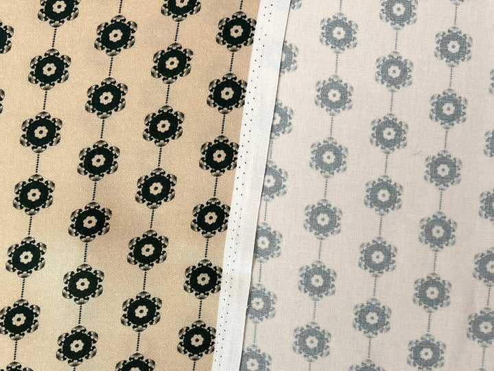 Medalians - Brass Collection - Wool Rayon Print Fabric, Design by Madeline, Madswick Studio 8370 8371 8372 8373 8374 8375