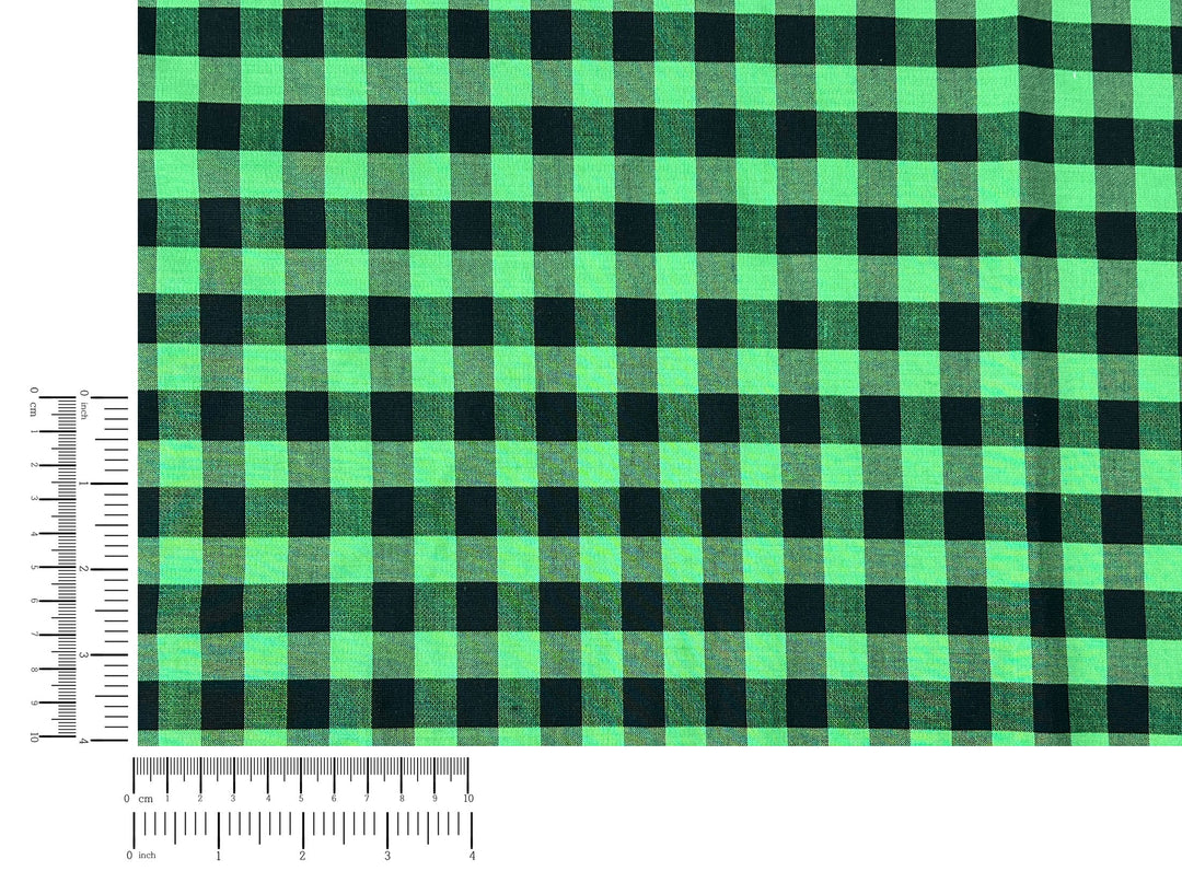 Gingham Check Fabric with Stretch Effect – Green / Black 6995 8405