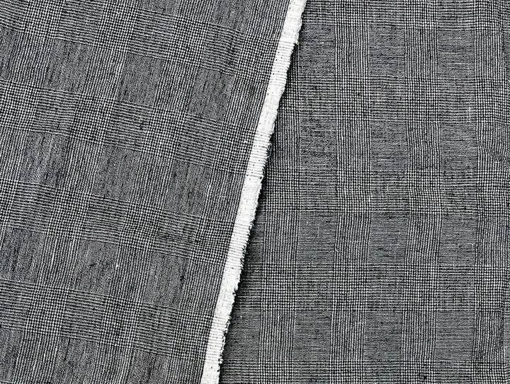 Textured Linen Blend Check Fabric – Cool Crisp Handfeel 8176