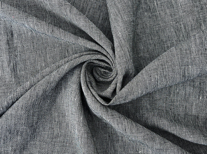 Textured Linen Blend Check Fabric – Cool Crisp Handfeel 8176