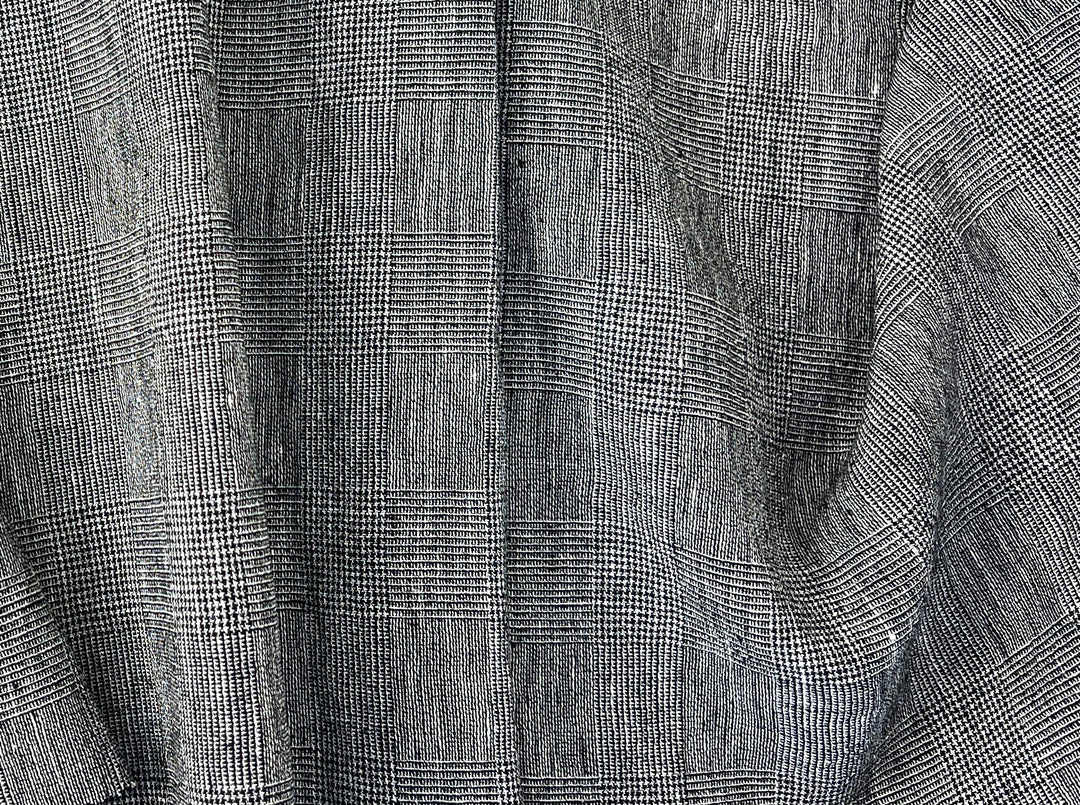 Textured Linen Blend Check Fabric – Cool Crisp Handfeel 8176