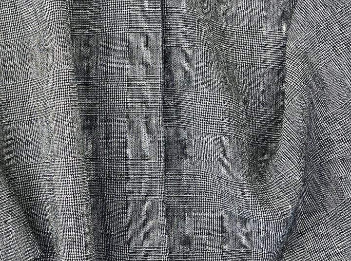 Textured Linen Blend Check Fabric – Cool Crisp Handfeel 8176