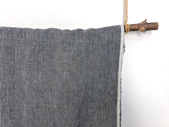Textured Linen Blend Check Fabric – Cool Crisp Handfeel 8176
