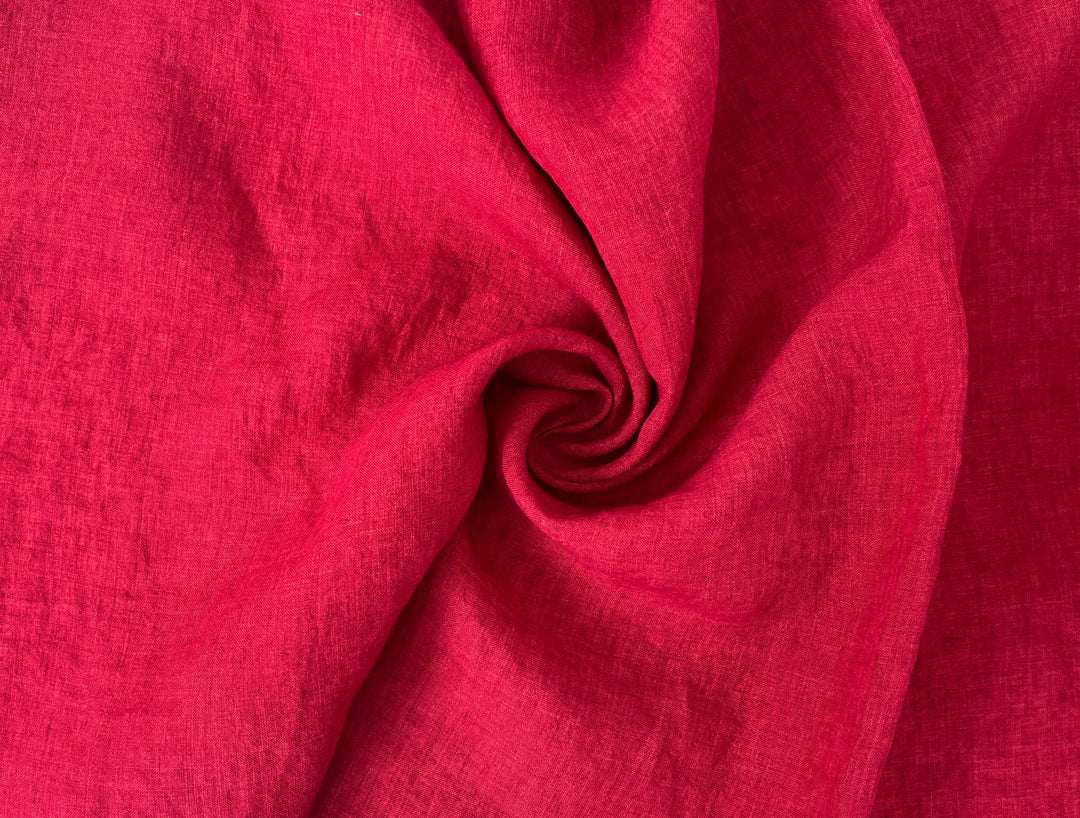 100% Linen Soft&Crisp Fabric 21s Vintage Chambray Red 8318