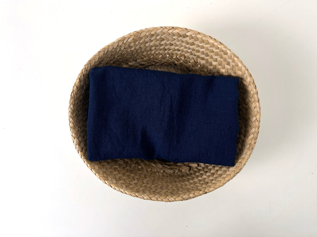 100% Linen Soft&Crisp Fabric 21s Vintage Navy(dark) 6183