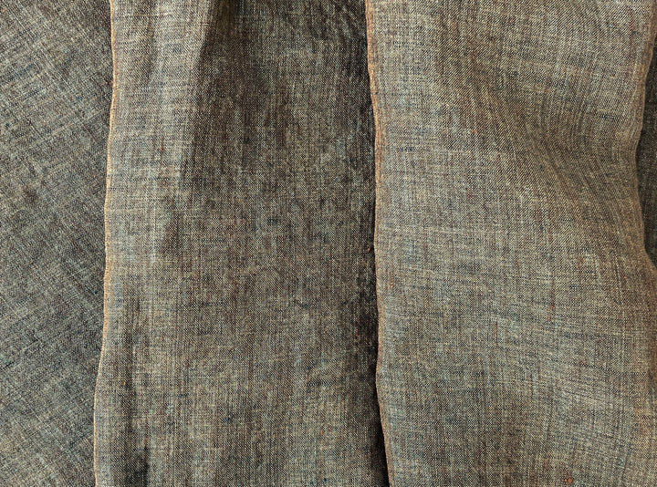 100% Linen Soft&Crisp Fabric 21s Vintage Chambray Brown(light) 8211