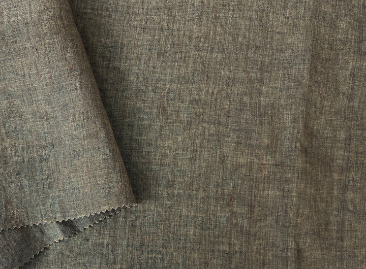 100% Linen Soft&Crisp Fabric 21s Vintage Chambray Brown(light) 8211