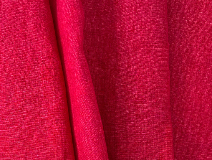 Delave Vintage Dyed 100% Linen Fabric – Medium to Heavyweight, Soft Finish Crimson Pink 7942