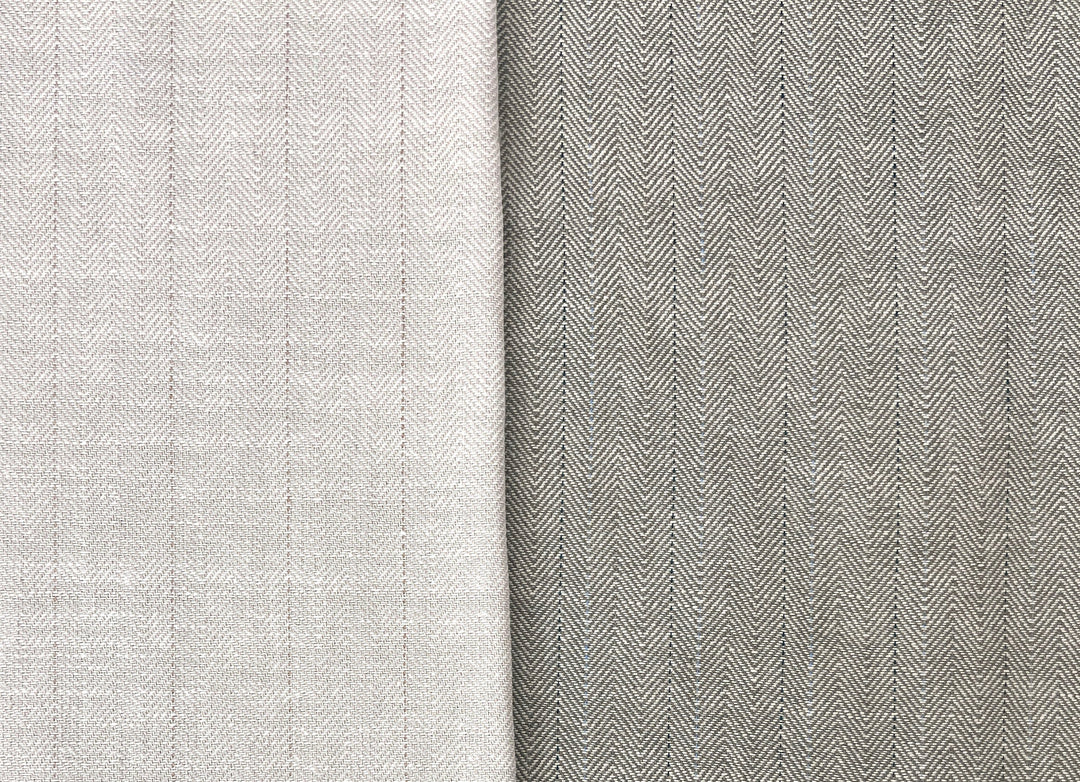 Two-Tone Herringbone Pinstripe | Linen Cotton Fabric 7303 7304