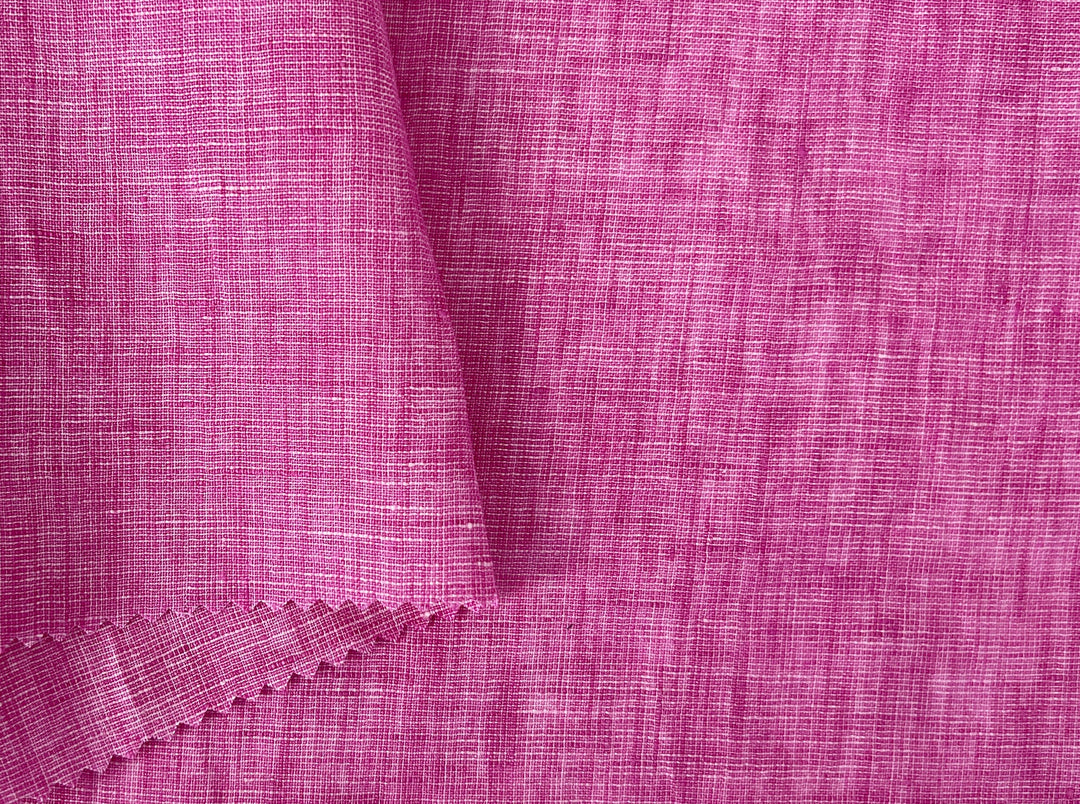100% Linen Dot Chambray Fabric - Soft Blue & Grey, Fine 21s Yarn Pink 6450