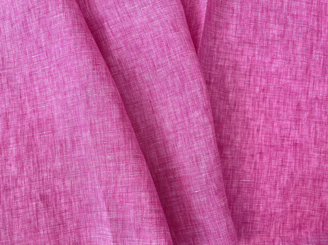 100% Linen Dot Chambray Fabric - Soft Blue & Grey, Fine 21s Yarn Pink 6450