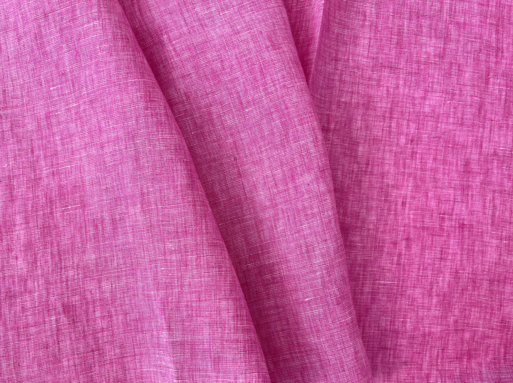 100% Linen Dot Chambray Fabric - Soft Blue & Grey, Fine 21s Yarn Pink 6450