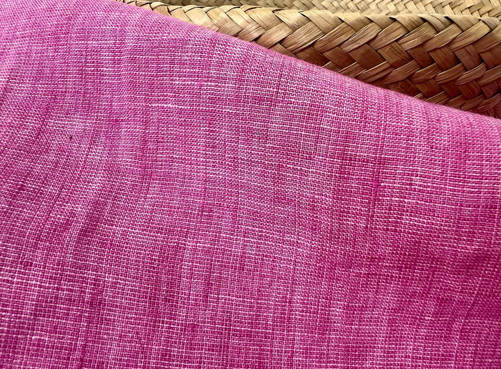 100% Linen Dot Chambray Fabric - Soft Blue & Grey, Fine 21s Yarn Pink 6450