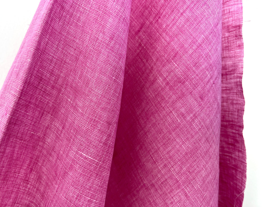 100% Linen Dot Chambray Fabric - Soft Blue & Grey, Fine 21s Yarn Pink 6450