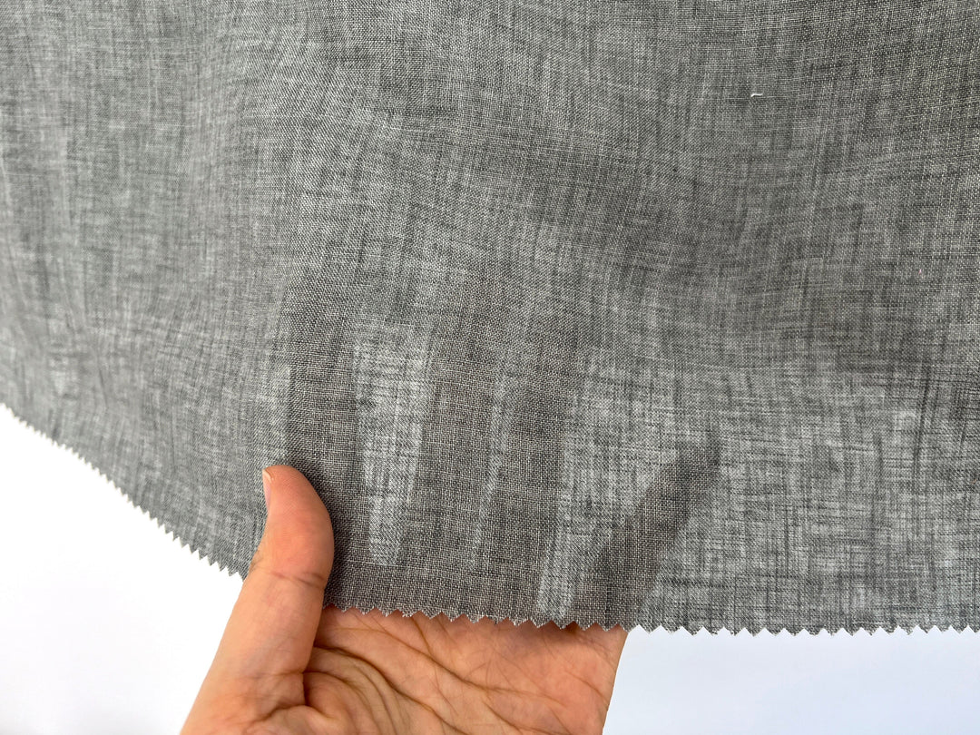 100% Linen Soft&Crisp Fabric 21s Vintage Chambray Greenish gray 8343