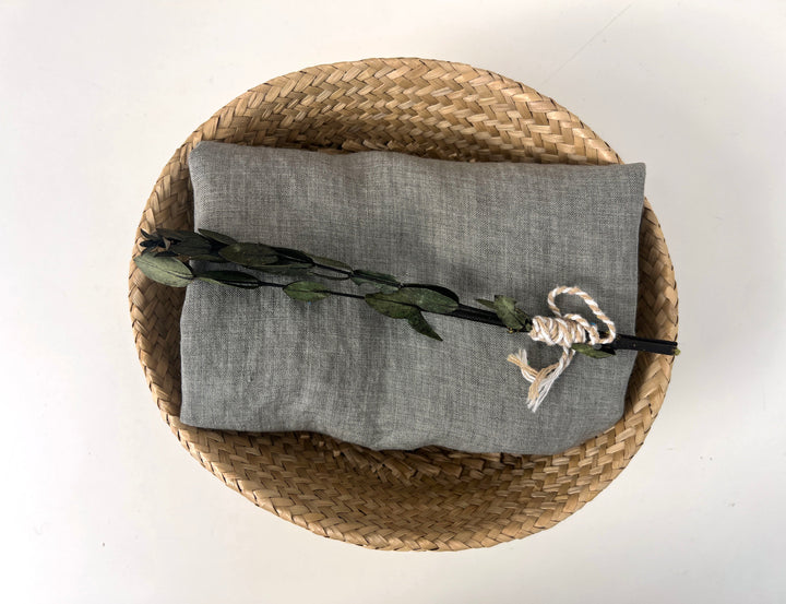 100% Linen Soft&Crisp Fabric 21s Vintage Chambray Greenish gray 8343