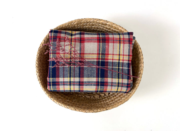 Linen Cotton Blend Fabric Madras Plaids | Natural Soft Touch | Lightweight 8237