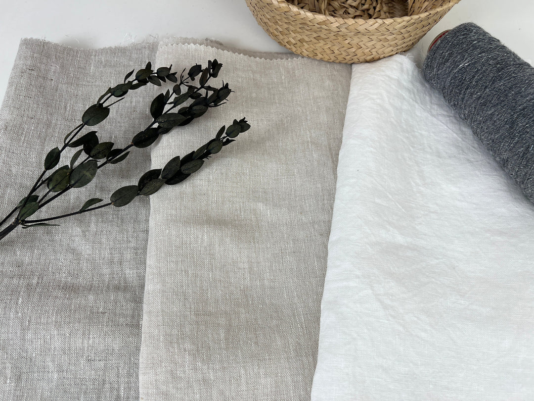 100% Linen Fabric – Medium to Heavyweight, Soft Finish Natural(light) 8236