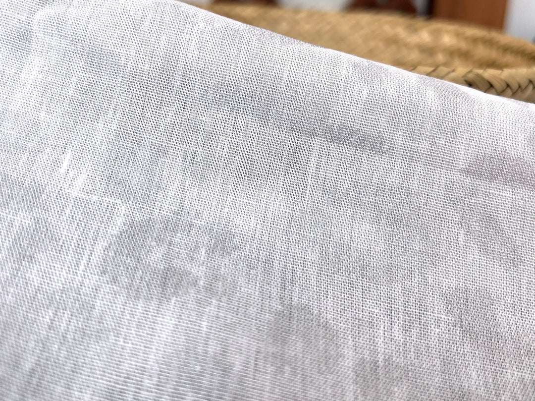 Linen Rayon Blend Fabric | Double-Sided Silver Foil Leopard Print | Lightweight White 8394