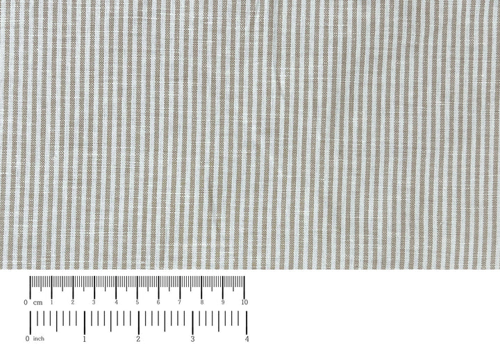 Linen Cotton Blend Fabric – Classic Beige Hickory Stripe 8401