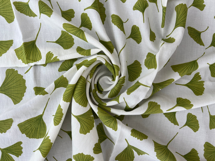 Morning Calm Ginkgo Print – Soft & Wrinkle-Resistant Ramie Blend Fabric 8336 8437