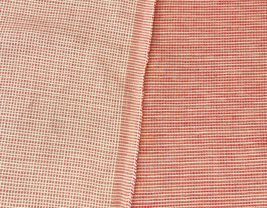 Terracotta Micro Check Linen Blend Fabric | Medium Weight | 42"