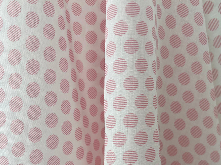 100% Ramie Fabric with Micro-Stripe Polka Dot Print, Lightweight 4776 8456 8457 8458