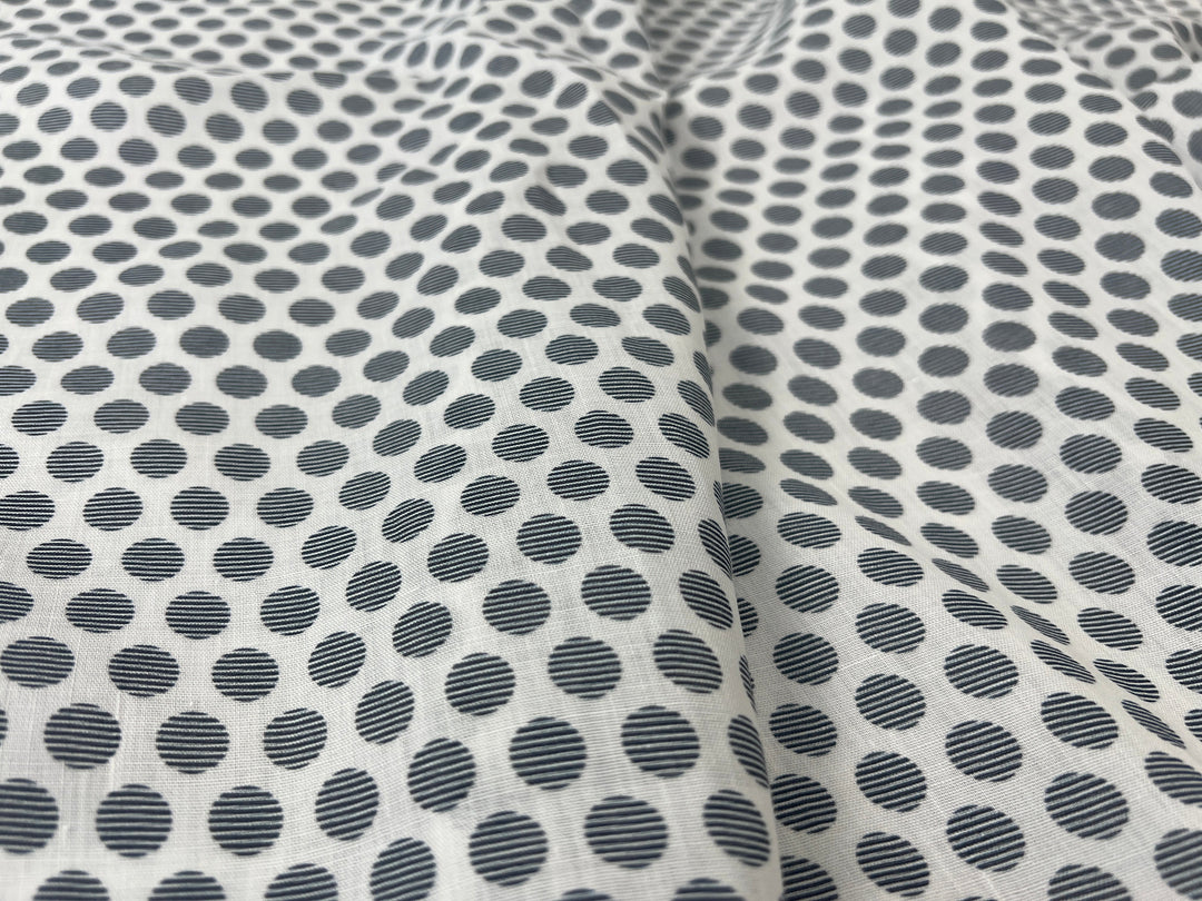 100% Ramie Fabric with Micro-Stripe Polka Dot Print, Lightweight 4776 8456 8457 8458