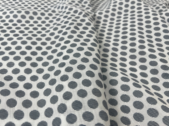 100% Ramie Fabric with Micro-Stripe Polka Dot Print, Lightweight 4776 8456 8457 8458