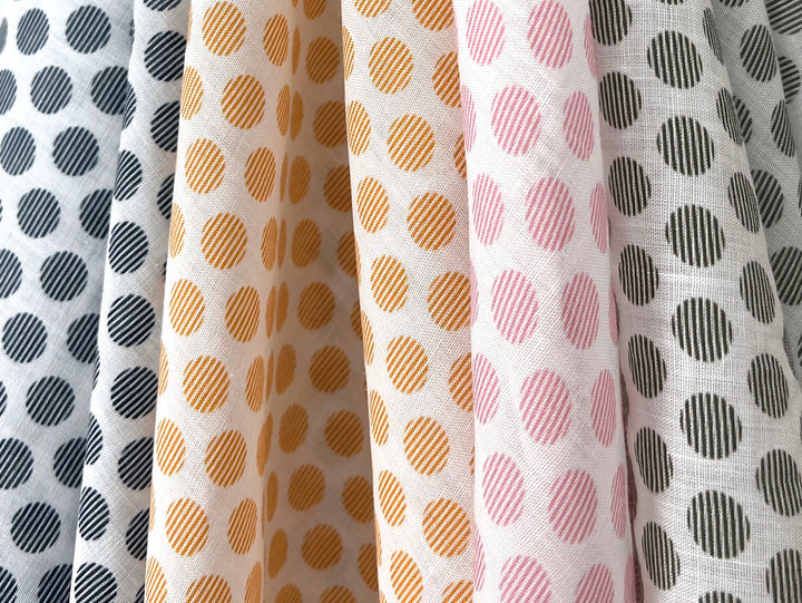 100% Ramie Fabric with Micro-Stripe Polka Dot Print, Lightweight 4776 8456 8457 8458