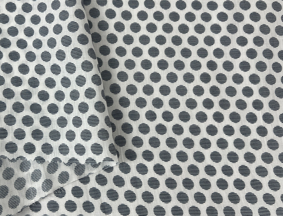 100% Ramie Fabric with Micro-Stripe Polka Dot Print, Lightweight 4776 8456 8457 8458