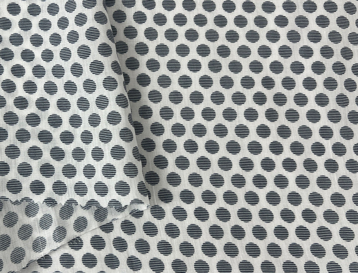 100% Ramie Fabric with Micro-Stripe Polka Dot Print, Lightweight 4776 8456 8457 8458